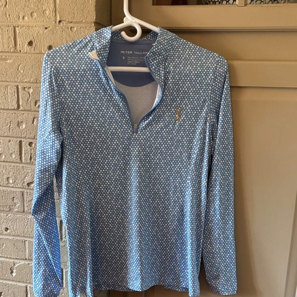 Peter Millar Light Blue Geometric Long Sleeve Shirt